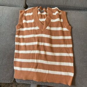 Striped Brown and White Knit Vest